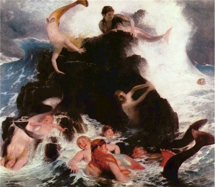 Picture Of Mermaids At Play 1886